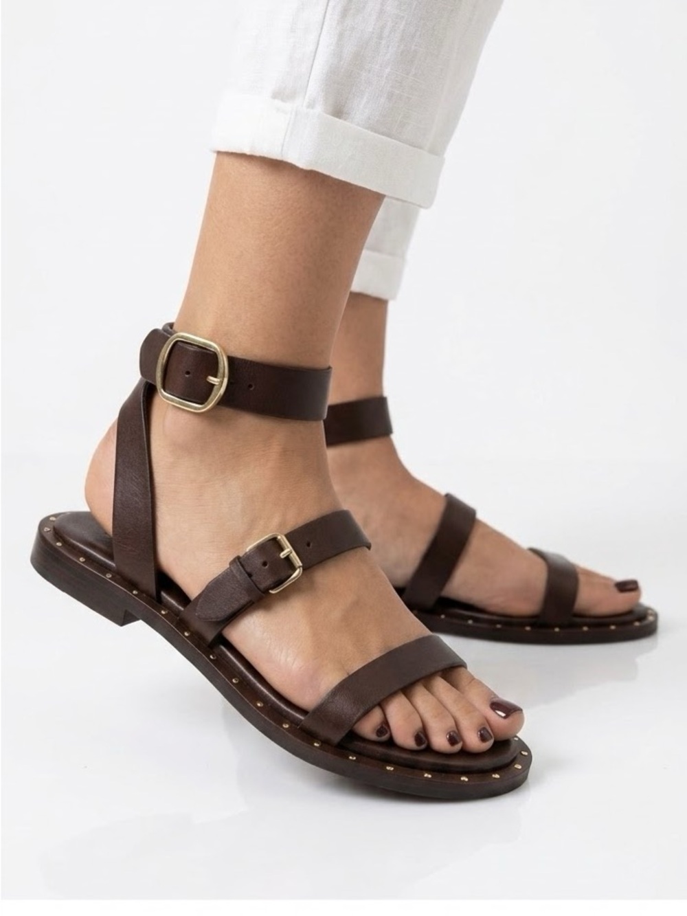 {Sz10} Marks and Spencer PER UNA Leather Sandals with Studs